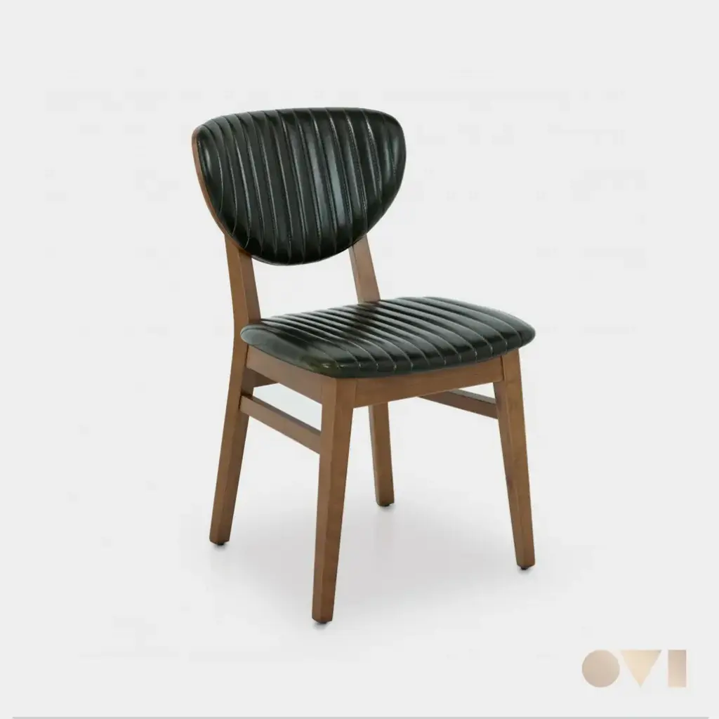 DAXI | VERTICALLY STITCHED LEATHER WOODEN CHAIR