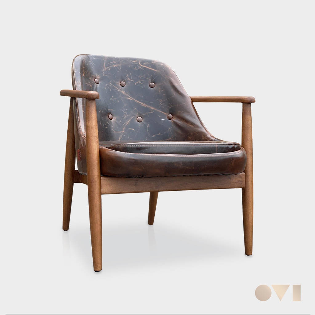 ARVIO | INDOOR LOUNGE LEATHER WOODEN ARMCHAIR