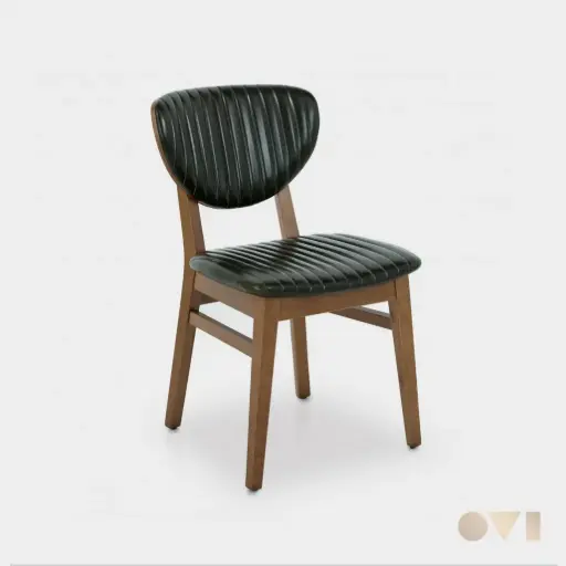 [DXI01-log] DAXI | VERTICALLY STITCHED LEATHER WOODEN CHAIR